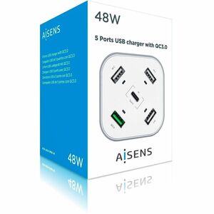 CHARGER DESKTOP 48W 5 EN 1 3XUSB-A 1XUSB-C 1XUSB QC3.0 WHIT