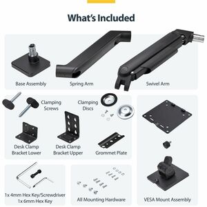 StarTech.com Monitor Desk Mount for up to 49in 32:9 Ultrawide Curved Screen, Mechanical Spring Arm, C-Clamp/Grommet, Max W