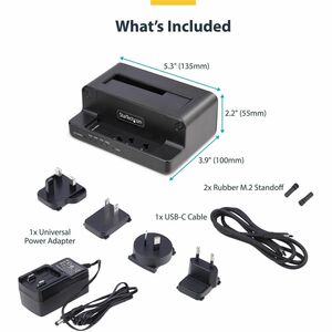 StarTech.com M.2 NVMe to 2.5/3.5" SATA Drive Duplicator, Dual Bay Standalone Cloner/Dock, Bidirectional NVMe to SATA/SATA 