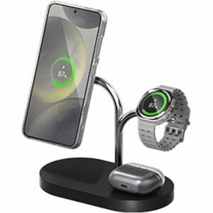 Samsung Induction Charger - Black, Silver - For Smartphone, Smartwatch, Earbud, Smart Ring, Headset - 15.1 V DC Input - 1.