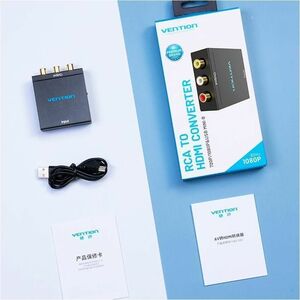 Vention AEFB0 Signal Converter - Portable - Black - Functions: Signal Conversion, Audio Conversion, Video Conversion, Vide