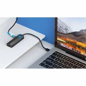 Vention TGPBB USB/Ethernet Combo Hub - USB Type C - 640 MB/s - Notebook, Smartphone, Tablet, Hard Drive, Mouse, Keyboard, 
