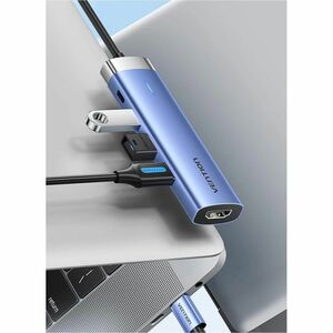 Vention TGE USB Type C Docking Station for Flash Drive - Charging Capability - Blue - Portable - 4K, 4K @30Hz, HD - 3840 x