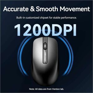 Vention KTA Mouse - USB Type A - 3 Button(s) - Black Box - Cable - 10 m - Rechargeable - 1200 dpi - Symmetrical