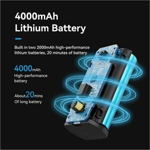 Vention KRA Cordless Portable Vacuum Cleaner - Black, Blue - 100 mL Dust Capacity - Nozzle, Upholstery Nozzle, Brush Tool 