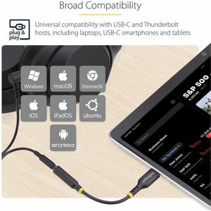 StarTech.com 12.70 cm Mini-phone/USB-C Audio Cable - 1 / Each - Cable for Headphone, Headset, Notebook, Phone, Tablet, Mic