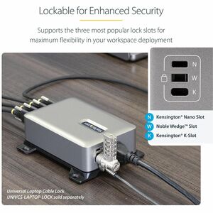 StarTech.com 4-Port Multi-Device USB-C Charger, 240W Total, Single Port 140W EPR, Screw Locking Ports, Ideal for Boardroom