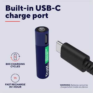 Trust Battery - 4Pack - Battery Rechargeable - AAA - 500 mAh Shelf Life