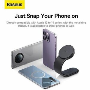 Supporto per smartphone Baseus C02 - Paesaggio, Ritratto - Nickel, Titanio - Rotazione a 360°, Chiusura in velcro, Magneti