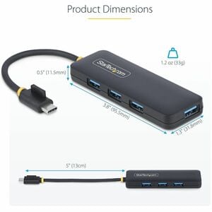StarTech.com StarTech.com 4-Port USB-C Hub, 5Gbps, USB-C to 4x USB-A, Bus Powered, Small Travel Mini Hub, USB 3.0 Expansio