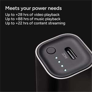 mophie POWER STATION Power Bank - Black - For iPad, iPhone, Smartphone, USB Type C Device - 1 x Type-C 20W - 5000 mAh - 20