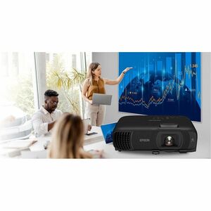 Epson PowerLite 1290 3LCD Projector - 16:10 - Ceiling Mountable - Black - 1920 x 1080 - Front, Ceiling, Rear - 1080p - 550