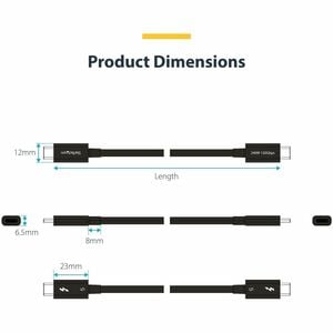 StarTech.com 3ft (1m) Thunderbolt 5 Cable, 80Gbps/120Gbps, 240W PD, 8K 60Hz, Certified Thunderbolt Cable, Compatible w/TB4