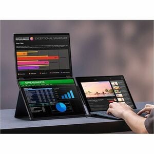 Asus ZenScreen Duo MQ149CD 14" Class WUXGA OLED Monitor - 16:10 - Silver - 14" Viewable - OLED - 1920 x 1200 - 1073.7 Mill