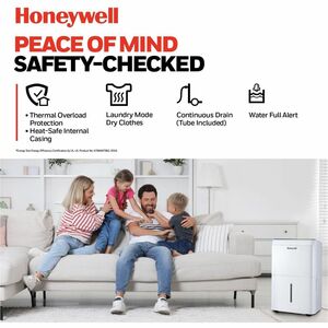 Honeywell TPFIT25AWK 25 Pint Smart Portable Dehumidifier with Alexa Voice Control, White - 1.24 gal Tank - 1500 Sq. ft. - 