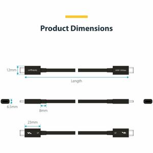 StarTech.com 1m Thunderbolt 5 Kabel, 80Gbps, 120Gbps, 240W PD, 8K 60Hz, Thunderbolt-zertifiziertes Kabel, TB4, USB4, USB-C