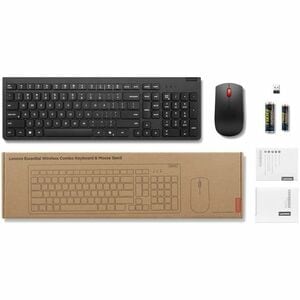 Lenovo Essential Tastatur & Maus - Deutsch - Tastatur, Kabellos, Funk 2,40 GHz USB Typ-A, Schwarz - Maus, Optische, Kabell