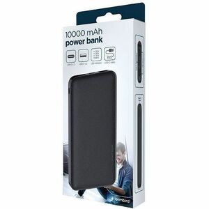Power Bank Gembird - Nero - Per Tablet PC, Smartphone - Ioni polimeri di litio - 10000 mAh - 12 W - 2,40 A - 5 V DC Uscita