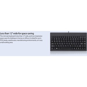 Adesso EasyTouch AKB-110B Keyboard - Compact - Cable Connectivity - USB Interface - English, French - Black - Membrane Key