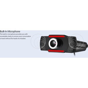 Adesso CyberTrack CyberTrack H3 Webcam - 1.3 Megapixel - 30 fps - Black, Red - USB 2.0 - 1280 x 720 Video - CMOS Sensor - 