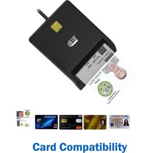 Adesso SCR-100 Contact Smart Card Reader - Banking - TAA Compliant - CableUSB 2.0