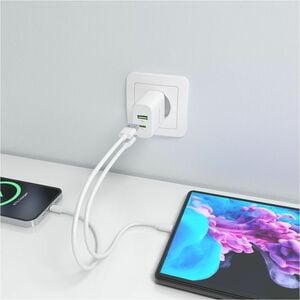 CARGADOR GAN 30W 1XUSB-C PD3.0 QC4.0 1XUSB-A QC3.0 BLANCO