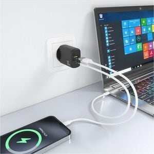 CARGADOR GAN 30W 1XUSB-C PD3.0 QC4.0 1XUSB-A QC3.0 NEGRO