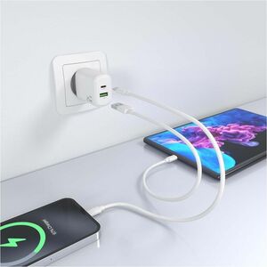 CARGADOR GAN 25W 1XUSB-C PD3.0 1XUSB-A QC3.0 BLANCO