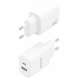 CARGADOR GAN 20W 1XUSB-C PD3.0 1XUSB-A QC3.0 BLANCO