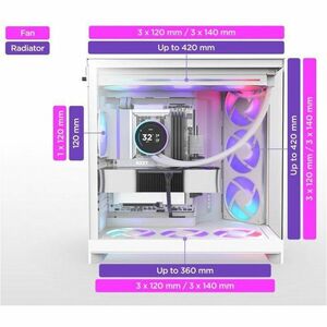 NZXT H9 Flow CM-H92FW-R1 Computer Case - ATX Motherboard Supported - Mid-tower - Glass, Tempered Glass, Steel, Galvanized 