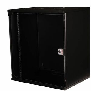 Roline 12U Wandmontierbar Geschlossener Schrank Rackschrank für Networking, Gehäuse380 mm Rack Depth - Schwarz - Glas, Sta