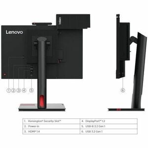 Lenovo ThinkCentre Tiny-In-One 24 Gen 5 24.0" (61.0 cm) Class LED Monitor - 16:9 - Black - 23.8" (60.5 cm) Viewable - In-p