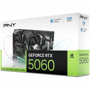 PNY GeForce RTX™ 5060 8GB Dual Fan GPU - NVIDIA Blackwell Architecture, 8 GB GDDR7, 2497 MHz Boost Clock, 448 GB/s Memory 
