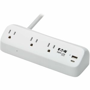 Tripp Lite series Protect It! TLP308U20CLAMP 3-Outlets Surge Suppressor/Protector - White - NEMA 5-15P - 3 x NEMA 5-15R, 1