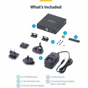 StarTech.com KVM Extender Receiver - Wired - 4K - 3840 x 2160 Maximum Video Resolution - 1 x Network (RJ-45) - 3 x USB - 1