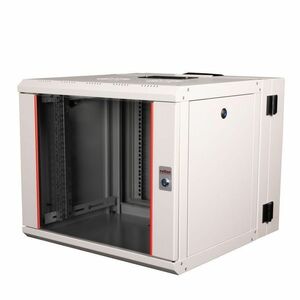 Roline 9U Wall Mountable Enclosed Cabinet Rack Cabinet for Networking450 mm Rack Depth - Light Grey - Glass, Steel, Sheet 