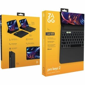 ZAGG Pro Keys 2 Tastatur/Cover (Folie) für 33 cm (13 Zoll) Apple iPad Pro 13 (2024) Tablet - Englisch Tastatur - Schwarz -