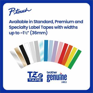 Brother Genuine P-touch TZe211 BK on WHT Label Tape, Laminated, 6mmX8m - x 15/64" (6 mm) Width - White - Polyethylene Tere