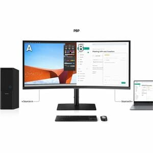 Samsung ViewFinity S34C652UEU 34" Class UW-QHD Curved Screen LED Monitor - 21:9 - Black - 86.4 cm (34") Viewable - Vertica