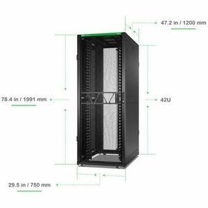 APC NetShelter SX 42U Gabinete fechado Gabinete de rack para Servidor, Centro de dados - 482,60 mm Largura de rack x 959,1