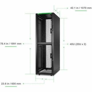 APC NetShelter SX 42U Gabinete fechado Gabinete de rack para Servidor, Centro de dados - 482,60 mm Largura de rack x 914,9