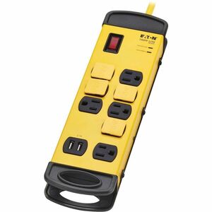 Eaton Tripp Lite Series 8-Outlet Industrial Safety Surge Protector - 2 USB-A Ports, 25 ft. Cord, 1960 Joules, Metal Housin