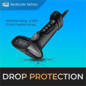 Adesso NuScan 1600U Healthcare, Warehouse Handheld Barcode Scanner - Cable Connectivity - 300 scan/s - 406.40 mm Scan Dist