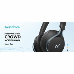 soundcore Space One Wired/Wireless Over-the-head Stereo Headset - Jet Black - Binaural - Circumaural - 1493.5 cm - Bluetoo