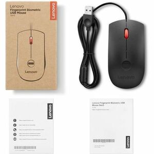 Souris Lenovo Pleine taille - USB Type A - Optique - 3 Bouton(s) - Noir, Rouge - Câble - 2000 dpi - Roulettes avec frein -