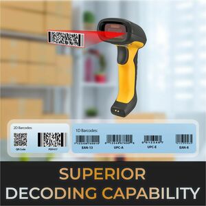 Adesso NuScan 5200 Rugged Retail, Warehouse Handheld Barcode Scanner - Cable/Wireless Connectivity - Black - Nuscan 5200 A