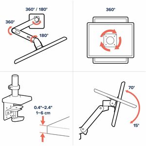 Ergotron 安装臂 用于 显示器, 显示, 液晶显示器 - 深灰 - 可调节高度 - 1 显示器支持 - 86.4 cm (34") 支持屏幕 - 9.98 kg 承载量 - 100 x 100, 75 x 75 - VESA 安装兼容 - 铝