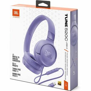 JBL Tune 520C Wired On-ear, Over-the-head, Over-the-ear Stereo Headset - Purple - Binaural - Ear-cup - 32 Ohm - 10 Hz to 4