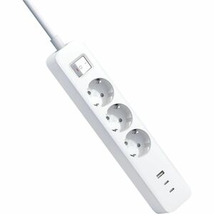 Xiaomi XMCXB01EU Power Strip - 2 x USB Type C, 1 x USB Type A, 3 x EU - 1.40 m Cord - 230 V AC, 250 V AC Voltage - 3.68 kW