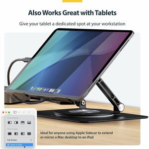 StarTech.com Height Adjustable Notebook Stand - 4.99 kg Load Capacity - 5.8 cm Height x 21.8 cm Width - Desk, Desktop - An